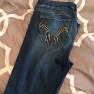 Light wash destructed hollister denim